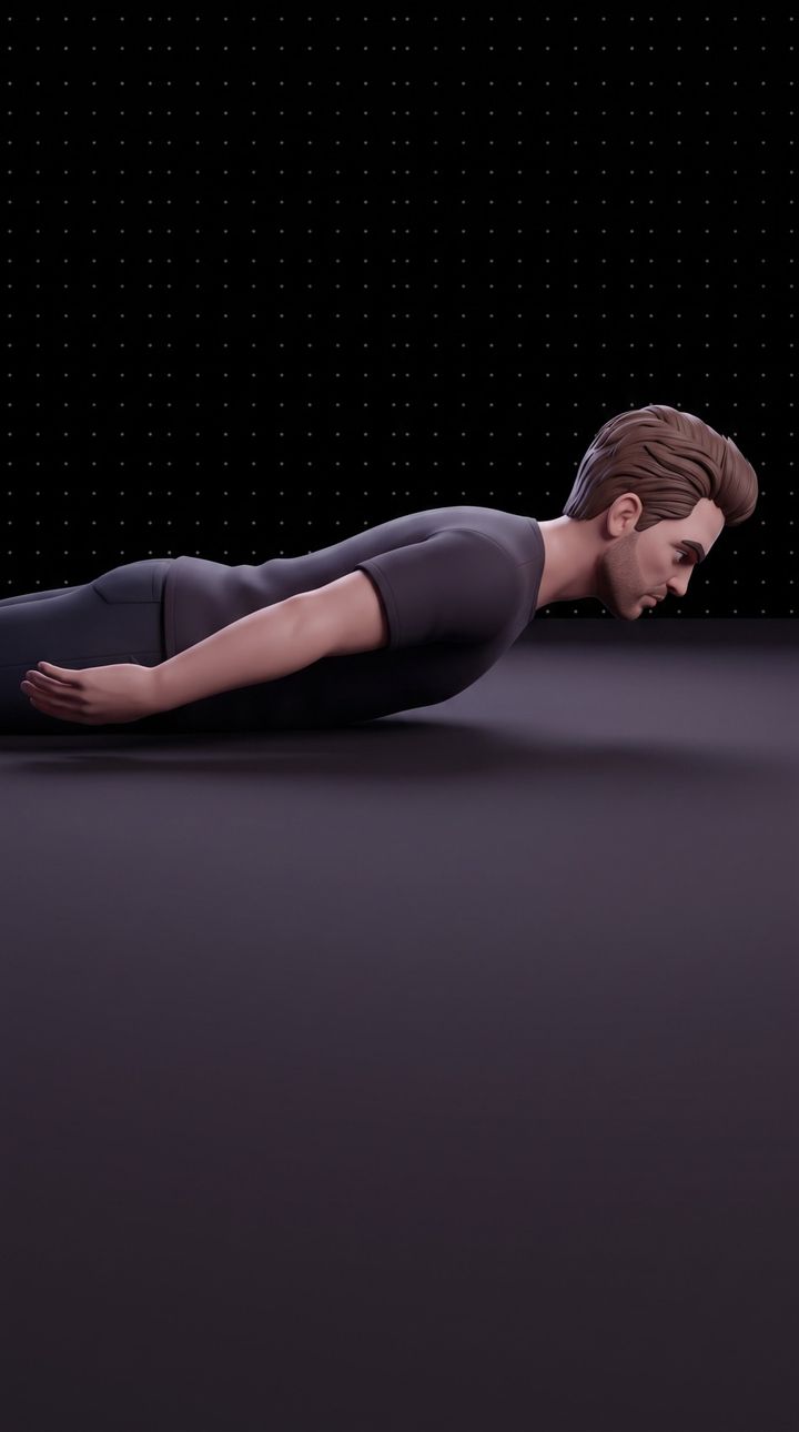 The FrameMax posture lesson running in the app: the 3D coach and the timer on one of its moves