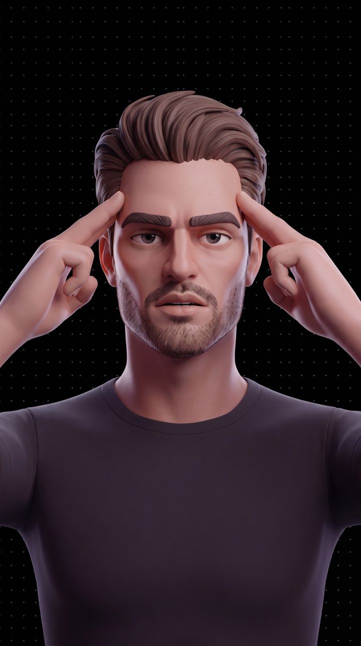 The Massage PM lesson running in the app: the 3D coach and the timer on one of its moves